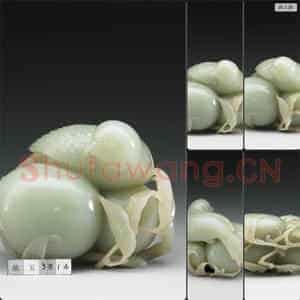 清 玉鹌鹑寿桃