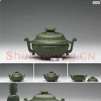清 玉直纹炉