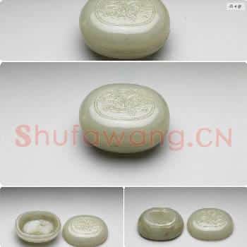 清 玉雕花圆盒