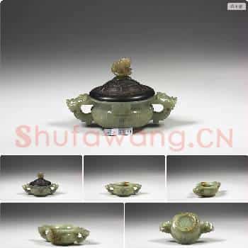 清 玉直纹炉