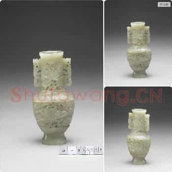 清 玉镂雕牡丹瓶