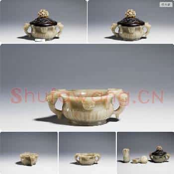 明至清 玉直纹簋形炉