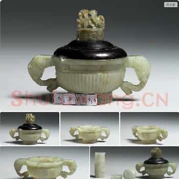 清 玉直纹簋形炉
