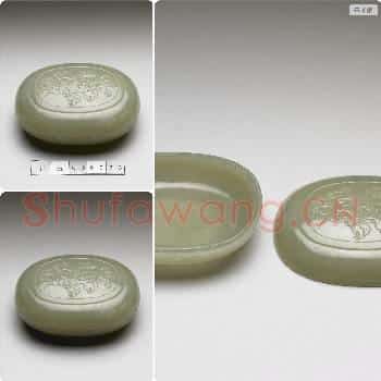 清 玉牡丹椭圆盒
