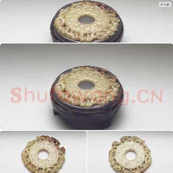 明 紫檀嵌玉龙纹璧墨床