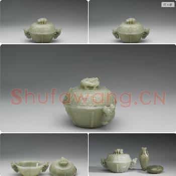 清 玉兽面圆炉