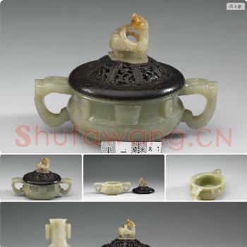 清 玉兽面簋形炉