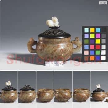 清 玉兽面炉
