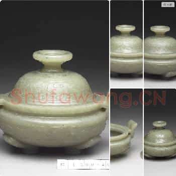 清 玉兽面纹炉