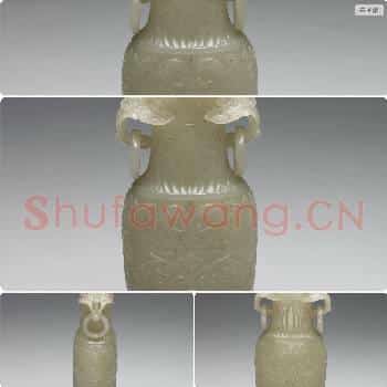 清 玉番莲瓶