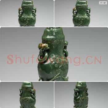 民国 翠玉花鸟瓶