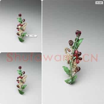 清 翠玉嵌珠宝钿花