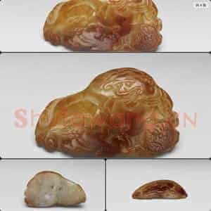 明晚期至清 玉双狮戏球坠饰