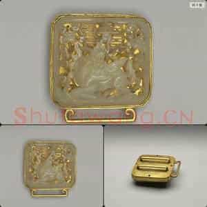 明 金属嵌镂雕玉麒麟带板