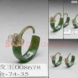 清 翠玉碧玺花卉耳环