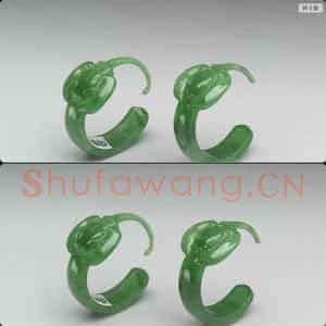 清 翠玉雕蝙蝠耳环